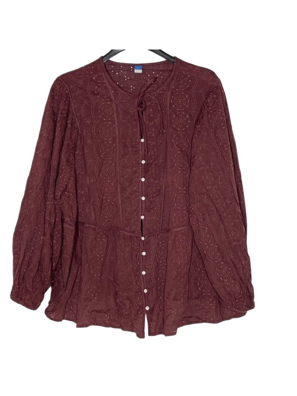 Old Navy Embroidered Eyelet Lace Babydoll Peplum Top Sz 3X Boho Festival